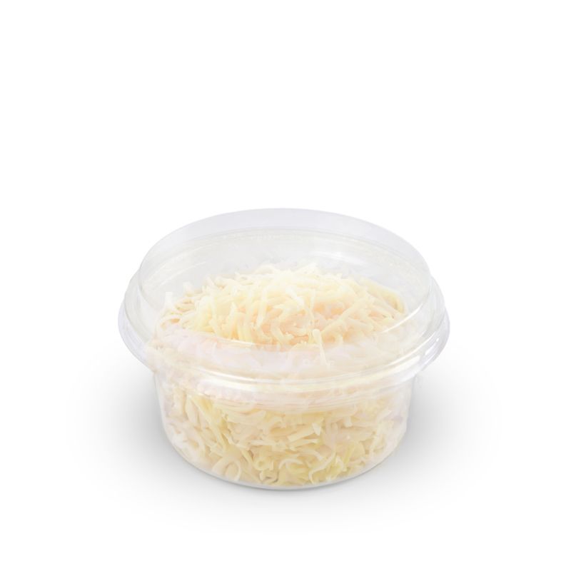 Tubs of Hard Cheese in Julienne Strips